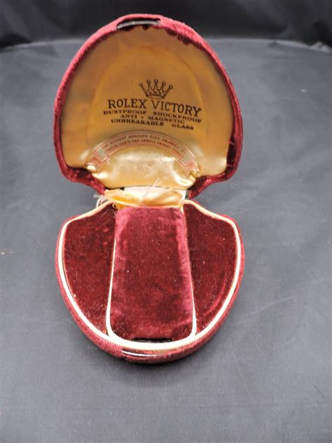 1930s Rolex Red Velvet Clamshell Watch Box 